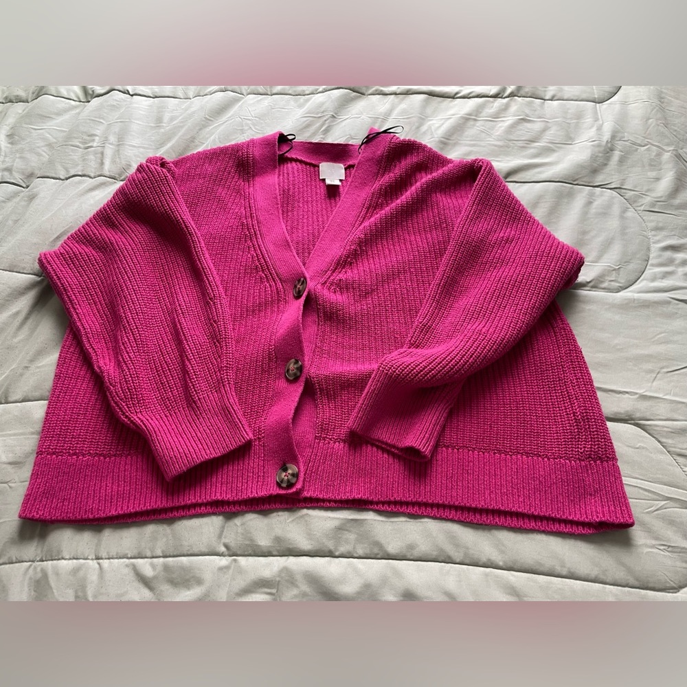 Hot Pink Rib-knit Cardigan, H&M. SIZE: 2XL